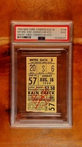Mickey Mantle Hits 1st Inn. Boleto de los Yankees 1959 de 2 carreras HRs en AMBOS Gms of DBLHDR - Imagen 1 de 14
