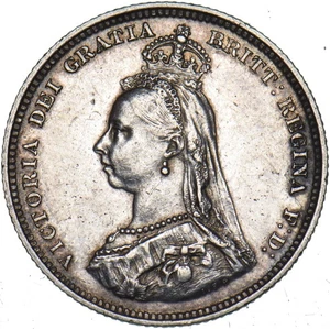 1887 Shilling - Victoria British Silver Coin - Nice - Bild 1 von 2