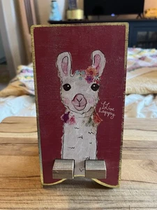 Natural Life Llama Alpaca Phone Stand Wooden Decorative Two Piece Phone Holder - Photo 1 sur 10