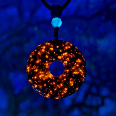 Collar Colgante Donut Yooperlite Natural Cristal Curativo Reactivo UV Mujeres Hombres Foto 1 de 4