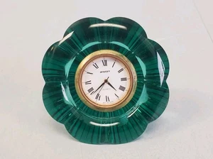 Staiger Quarzuhr grüne Blume Glas Briefbeschwerer Schreibtisch Deko Mini - Bild 1 von 7