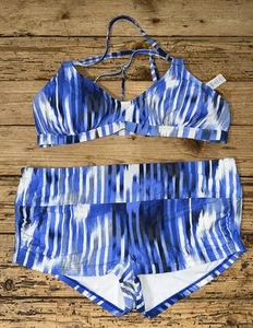 Athleta Women’s Size M Caspian Blue Wailea Bikini Swim Set EUC - Picture 1 of 9
