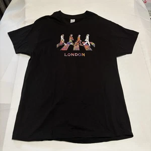 Vintage Beatles London Tee Shirt Graphic T Mens L Large Black Short Sleeve - Picture 1 of 7