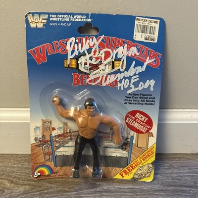 RICKY THE DRAGON STEAMBOAT WWF SIGNED MOC LJN BENDIE MOC EXAXT PROOF WWE - Image 1 of 4