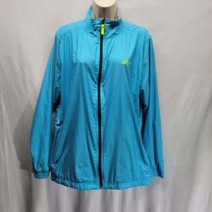 Adidas Damen gefütterte Windbreaker Laufjacke Nylon blau Full Zip Gr. XL - Bild 1 von 11