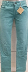 TIMBERLAND PANTALONI DONNA 5 TASCHE VERDE ACQUA VITA BASSA 100% COTONE - Foto 1 di 4