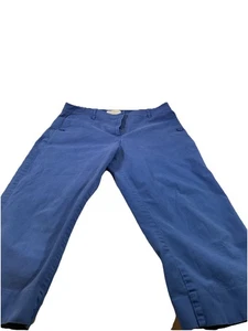 Talbots Blue Crop Pants Womens Sz 12 Capri Casual Straight Leg Button Pocket I26 - Picture 1 of 7
