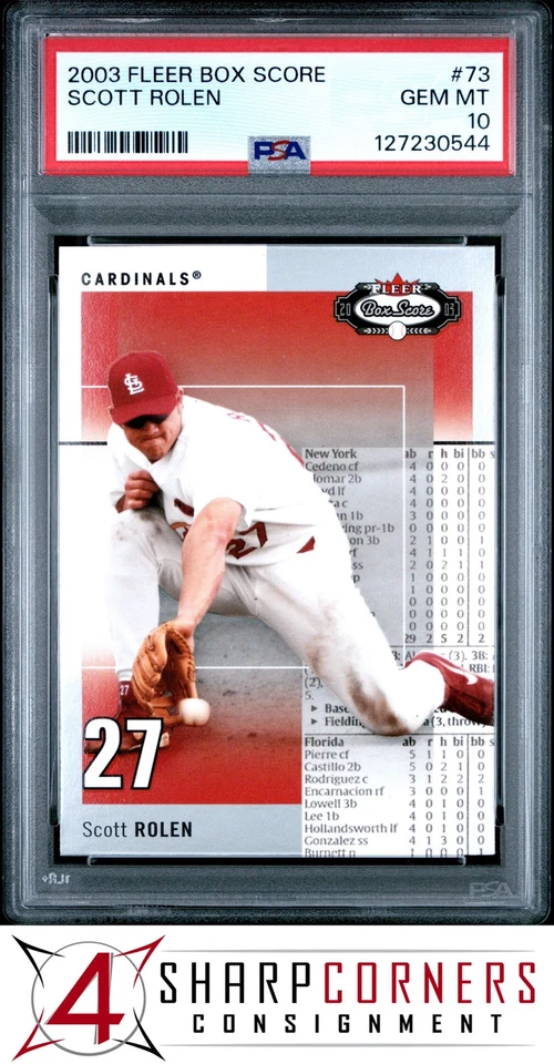 2003 FLEER BOX SCORE #73 SCOTT ROLEN CARDINALS HOF POP 1 PSA 10 - Image 1 of 2