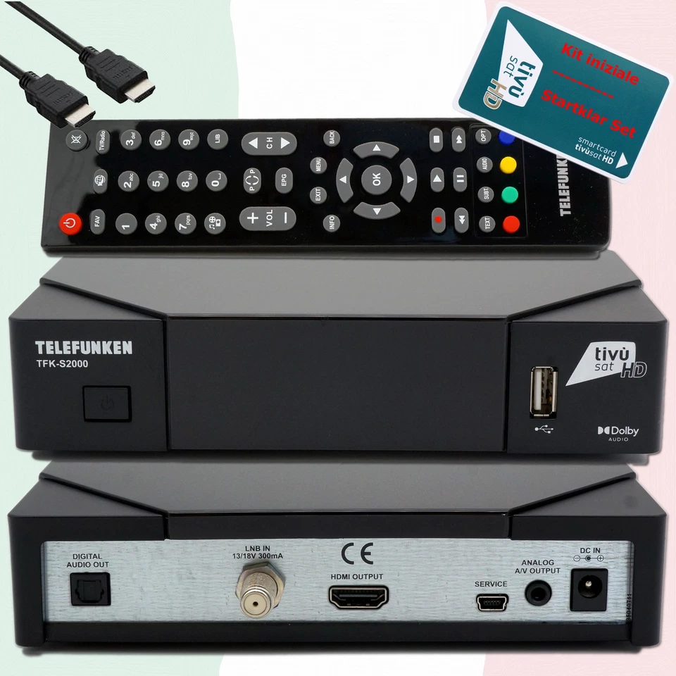 ►Telefunken TFK-S2000 HD Sat Receiver TiVuSat zertifiziert aktivierte HD Karte♻️ - Bild 1 von 4
