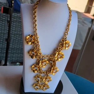 Neu ohne Etikett J. Crew Schmuck Halskette goldfarben geschichtet Blumen - Bild 1 von 3