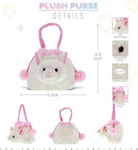 DolliBu Llama Plush Handbag Super Soft Plush Stuffed Animal Purse for Children  - Foto 1 di 7