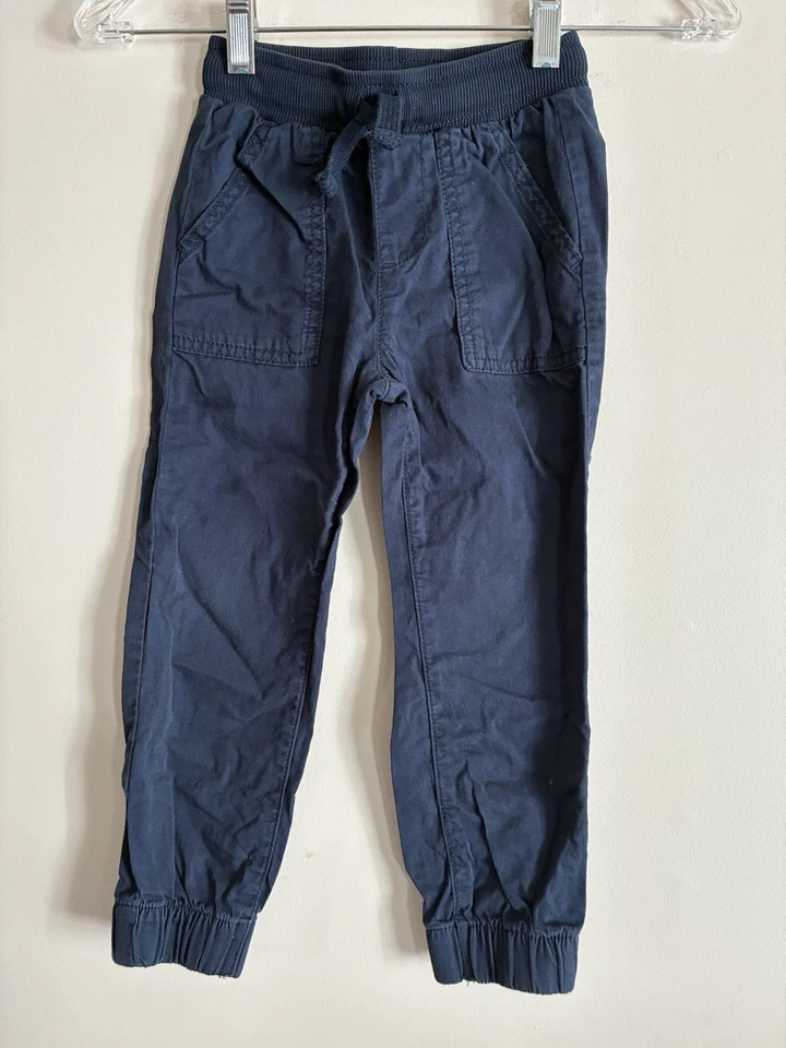 Pantalones Jogger Jumping Beans Niños Niños 100% Algodón Ajustables Punto Acanalado Cintura Azul Marino 4 Foto 1 de 3