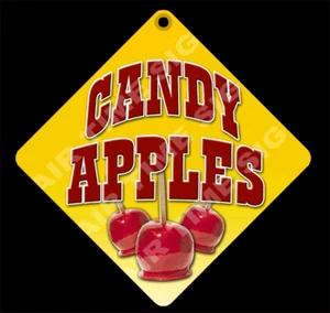 CANDY APPLE Diamond Concession Sign - Trailer, Stand 12" x 12" 2 sided - Picture 1 of 2