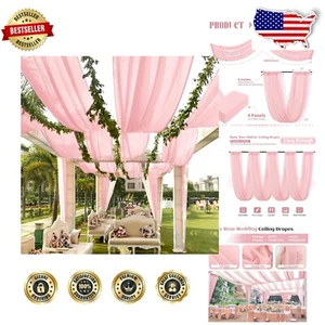 Pack of 4 Dusty Rose Wedding Ceiling Drapes | 360" L x 60" W for Romantic Decor - Picture 1 of 9