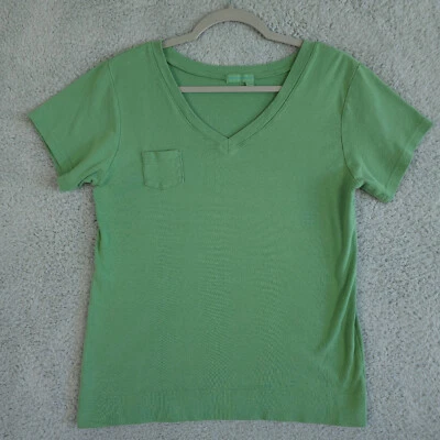 Fresh Produce Shirt Womens Small Green V Neck Pocket Short Sleeve Cotton Tee - Image 1 of 4