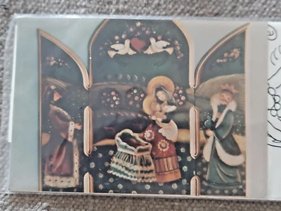 DELANE LANGE XMAS TRIPTYCH KINGS VISIT JESUS MARY PAINTING PATTERN 69 133 - Image 1 of 4