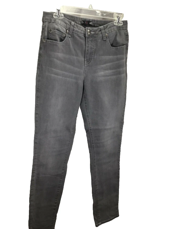 Calça jeans Tru Lux cinza feminina tamanho 30/10 strass perna reta - Imagem 1 de 4