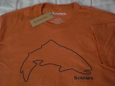 Simms Fishing “Trout Outline” S/S T-Shirt, NWT - Mens L, XL, 2XL - Adobe Heather - Image 1 of 4