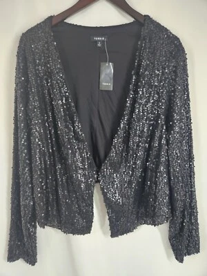 Torrid размер 3 черный блестками куртка драпировки спереди женщин длинным рукавом официальный вечеринки - Изображение 1 из 4