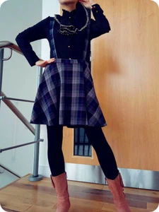 IP Check Slip mini skirt school girl cropped cape1/2 waist knitted batwing 12 - Picture 1 of 9
