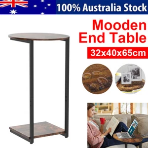 C-Shaped End Table Sofa Side Table with Metal Frame Small Space - Picture 1 of 7