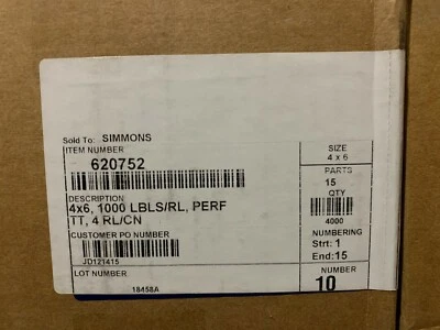 INTERMEC  Label Paper, Thermal Transfer , White, 4” x 6,1000 P/ROLL 4000 PER BOX - Image 1 of 2