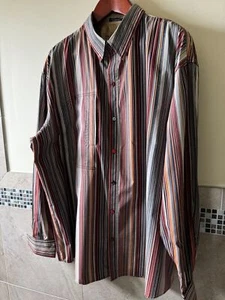 COOGI Plum Rust Gray Striped Sport Shirt Cotton SZ 4XL NWOT - Picture 1 of 8