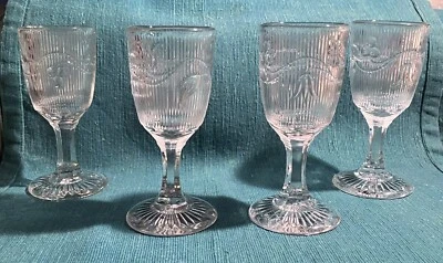 4 RARE 4” Tall EAPG  Mid 19th Century Bellflower Vine Cordial Glasses—Holds 2oz - Image 1 of 4