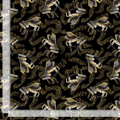 Notas musicales Instrumentos sinfónicos piano de cola metálico 3236 tela de algodón duradera Foto 1 de 3