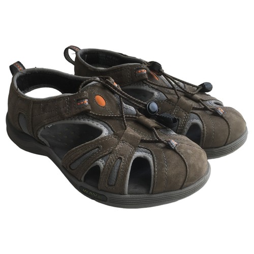 Sandalo Clarks donna 6 5 onde in pelle aperta all'aperto corda da traino da spiaggia 38945 grigio