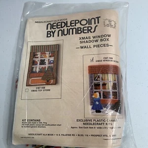 Needlepoint by Numbers 1987 Needlecraft Ala Mode Xmas Window Scene Kit C-87-169 - Picture 1 of 9