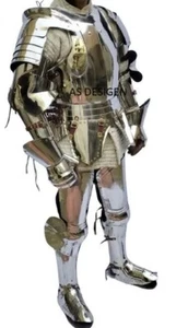 Caballero Cruzado Medieval Completo Acero Traje de Armadura Usable Disfraz Armadura LARP - Imagen 1 de 5