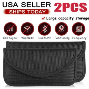 2Pcs Faraday Bag RFID Signal Blocking Shielding Pouch Cell Phone Wallet Blocker - Picture 1 of 11