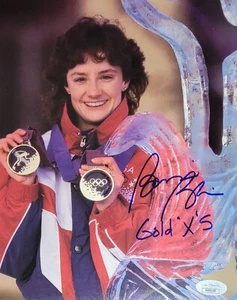 Foto auténtica firmada de Bonnie Blair de 8x10 con certificado de autenticidad JSA Juegos Olímpicos de Estados Unidos - Imagen 1 de 2