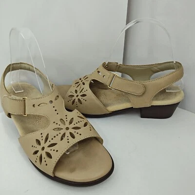 SAS Tripad Sandals Womens 8 Tan Floral Leather Low Block Heel Comfort Shoes - Image 1 of 4