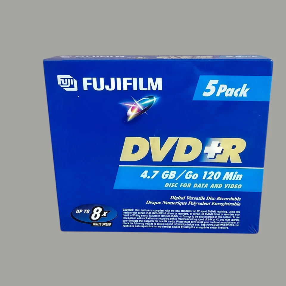 NEW Sealed 5-Pack Fujifilm Blank Media DVD+R 120 Min 4.7GB for Data & Video - Image 1 of 4