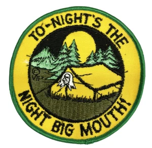 Vintage To Night's The Night Big Mouth Sew On Patch Camping Tent Green Yellow - Picture 1 of 1
