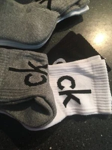 CK CALVIN KLEIN NWT Ankle Socks Uk 6.5 - 11 Multi Black White Grey 6 Pairs - Picture 1 of 5