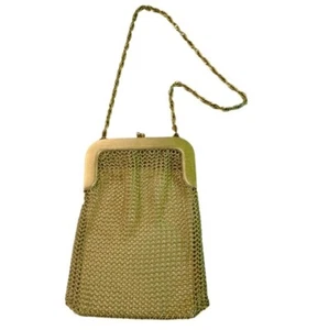 Cartera de malla dorada Whiting & Davis de 1940, bolso de hombro, hecha en EE. UU. - Imagen 1 de 10