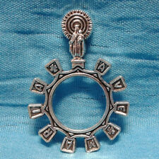 AVE MARIA One Decade Pocket Finger Rosary Ring Silver Plated Blessed Mother Mary