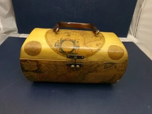Vintage Wood Purse printed with antique Spanish World Map, Regni Mexicani - Picture 1 of 14