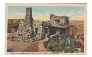 Fred Harvey Vintage Leinen Postkarte / The Lookout Studio Grand Canyon / Arizona - Bild 1 von 2