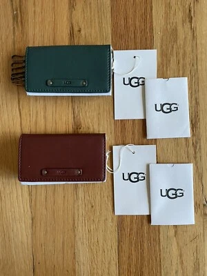 ¡¡NUEVO!! $65 UGG Australia Jenna Estuche de Cuero Caoba Oscura Verde Atlántico Oscuro Foto 1 de 4