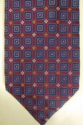 NUEVO Corbata de seda Talbots para hombre púrpura con cuadrados azules hecha en Italia Foto 1 de 4