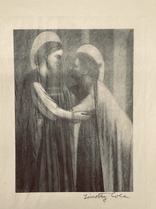 1892 Altitalienischer Meisterstich signiert Timothy Cole Mary & Elizabeth von Giotto - Bild 1 von 10