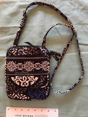 Vera Bradley Bandolera Monedero-Azul, Negro, Gris, Blanco Geométrico Precioso Patrón Foto 1 de 4