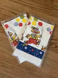 Vintage Lot Of 2 Clown Balloon Birthday table cover 52 x 96 Party Table Cloths - Picture 1 of 3
