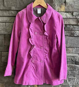 Gymboree Pink Velvet Ruffled Double Breasted Coat Girls Size Large (10-12) - Picture 1 of 3