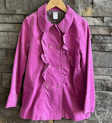 Gymboree Pink Velvet Ruffled Double Breasted Coat Girls Size Large (10-12) - Image 1 of 3