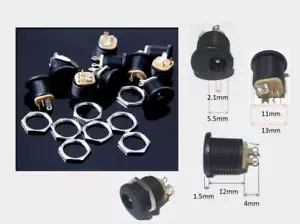 100X DC Power Supply Jack Socket Female Panel Mount Connector Charger 5.5x2.1mm - Picture 1 of 1